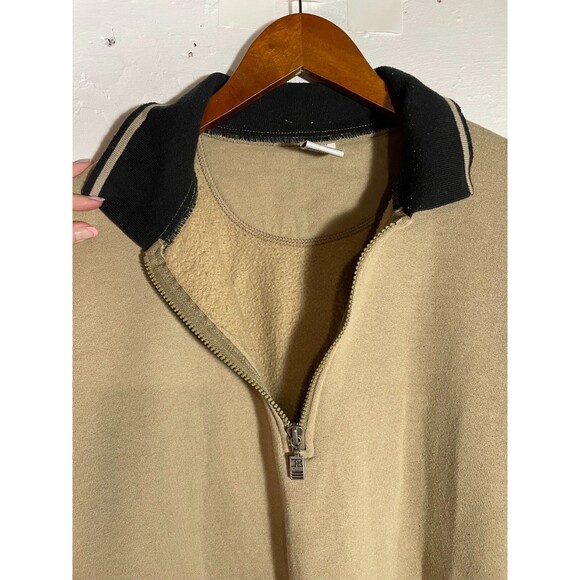 Vintage Russell Athletic USA Made Quarter Zip Sweatshirt XL Tan Black 90s Y2K - Picture 7 of 12